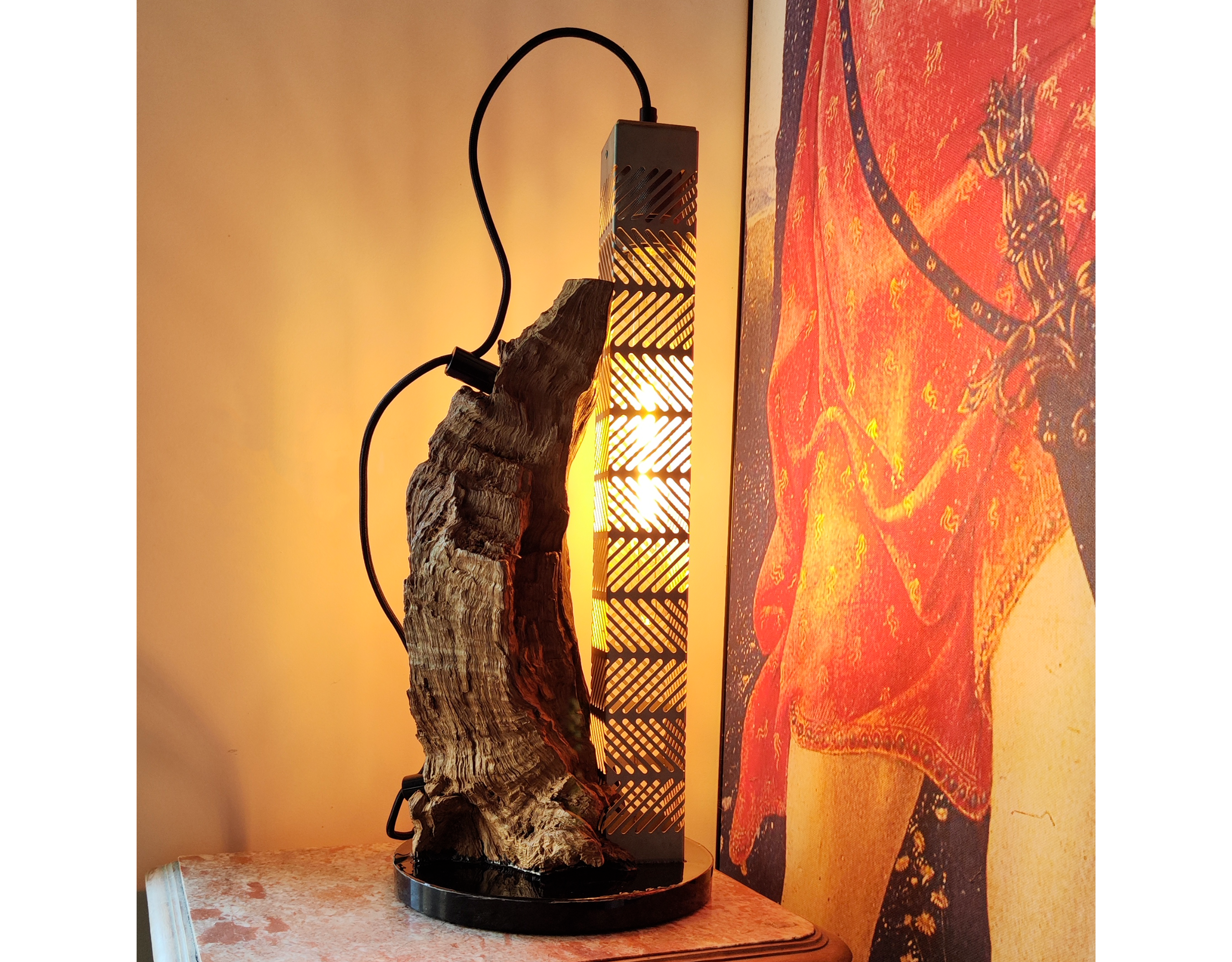 Lampe sur-mesure en bois "Babel" - Collection Atome Black
