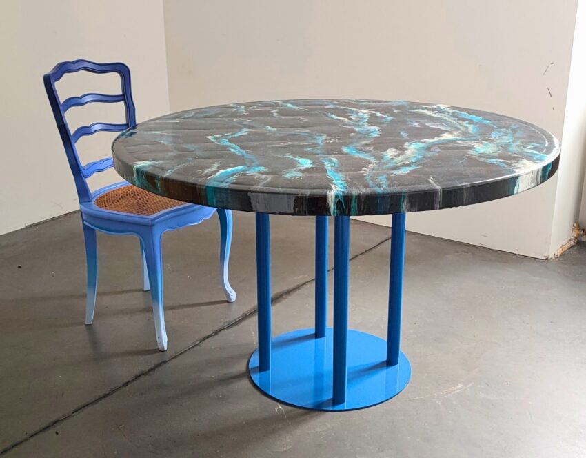Ensemble table et chaise bleu "Blue Shade" - Collection Atome Black